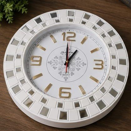 HANSHI White Mosaic Wall Clock - Modern Minimal
